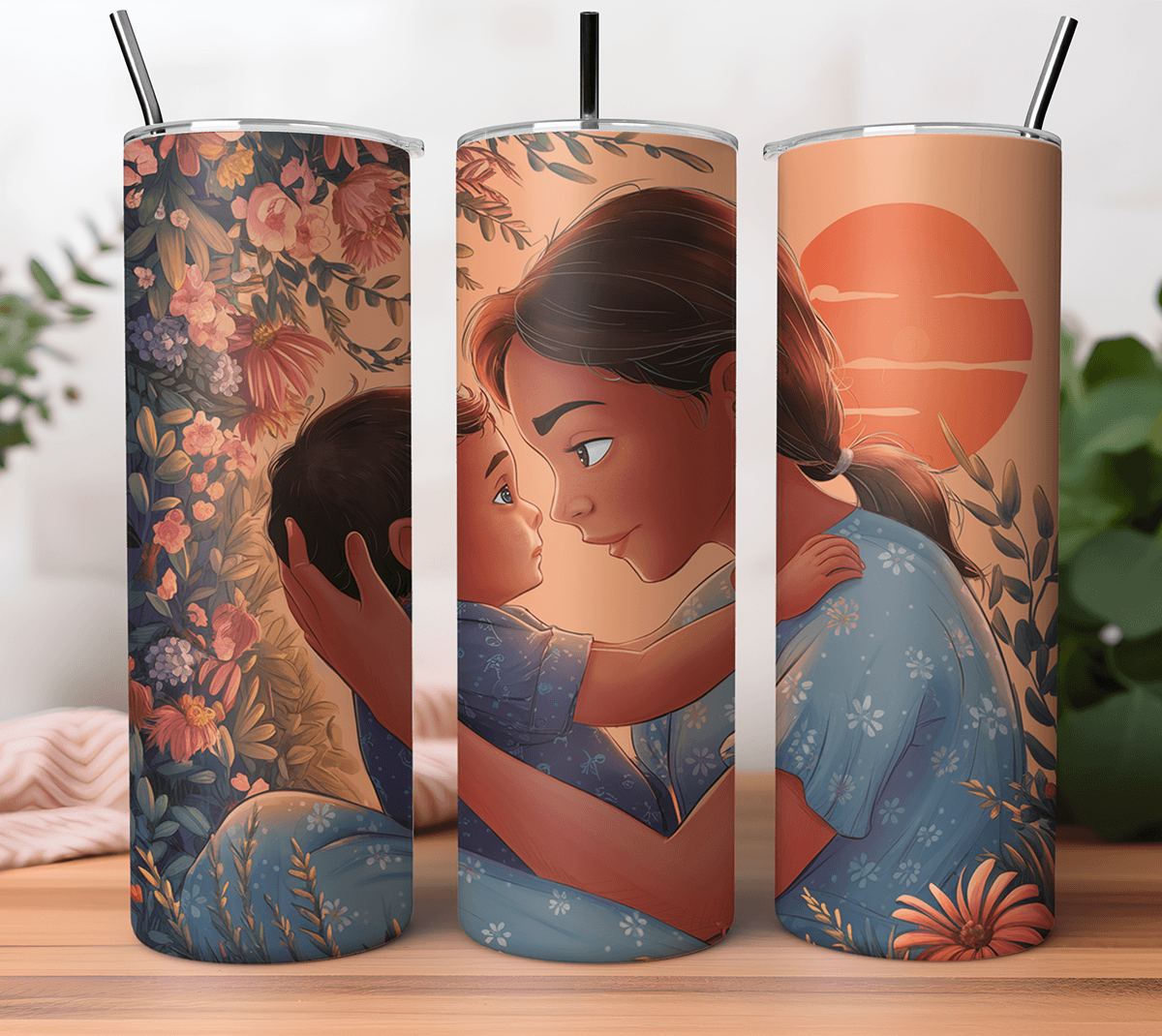 mom Mother's Day graphic design  tumbler design sublimation mom and baby Digital Art  ILLUSTRATION  tumbler wrap sublimation design