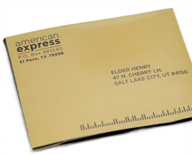 American Express envelope mailer Rebrand service branding brochure credit card