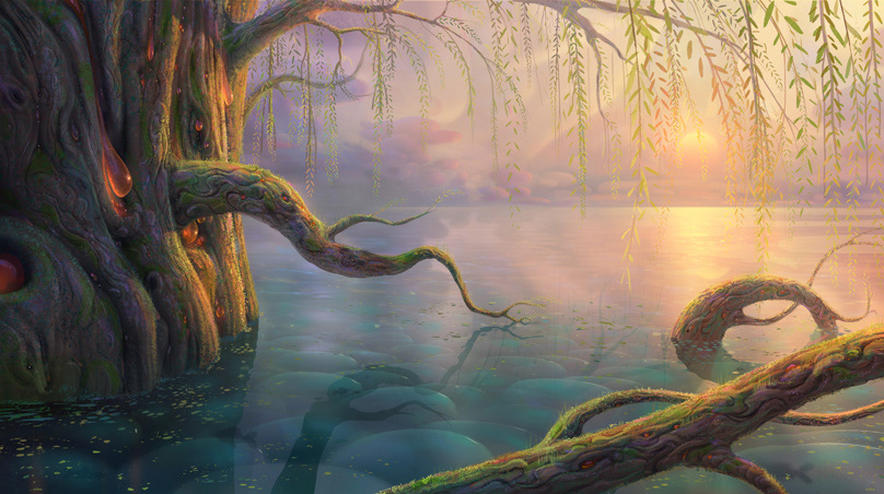 digital illustration ILLUSTRATION  Ocean Tree  Baltic gods Amber Love death animation 