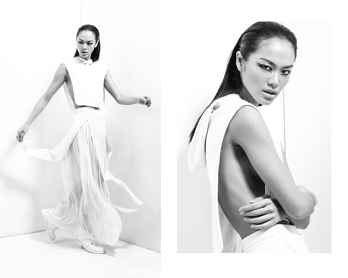 kelly tandiono fashion spread black and white bw White model indonesia Indonesian