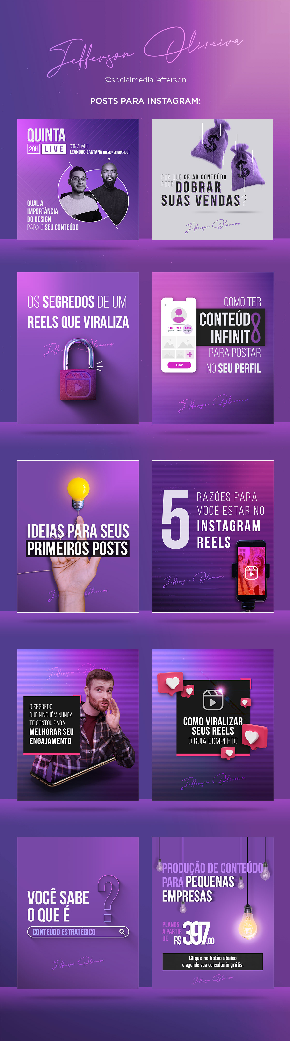 design gráfico digital INFLUENCER instagram post purple social media