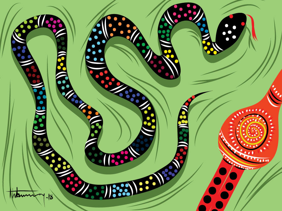 snake flute pop public art doodling ILLUSTRATION  CGpainting charming dancing design