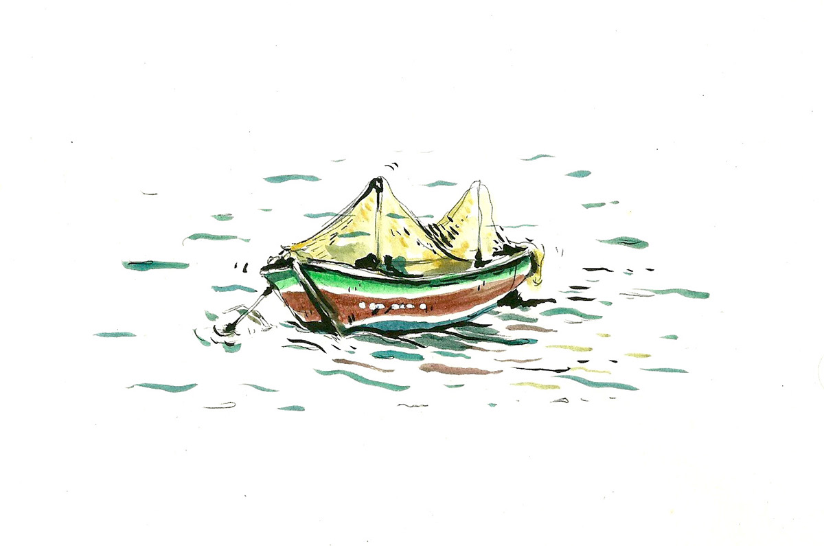 voyage Carnet aquarelle croquis bateaux couleurs