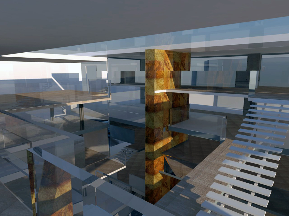 Third Space University Extention architecture Interior Mies Van Der Rohe Barcelona Pavilion Inspired materials Opennes