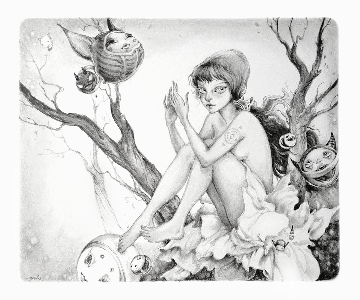 fantasy surealism forest creatures girl