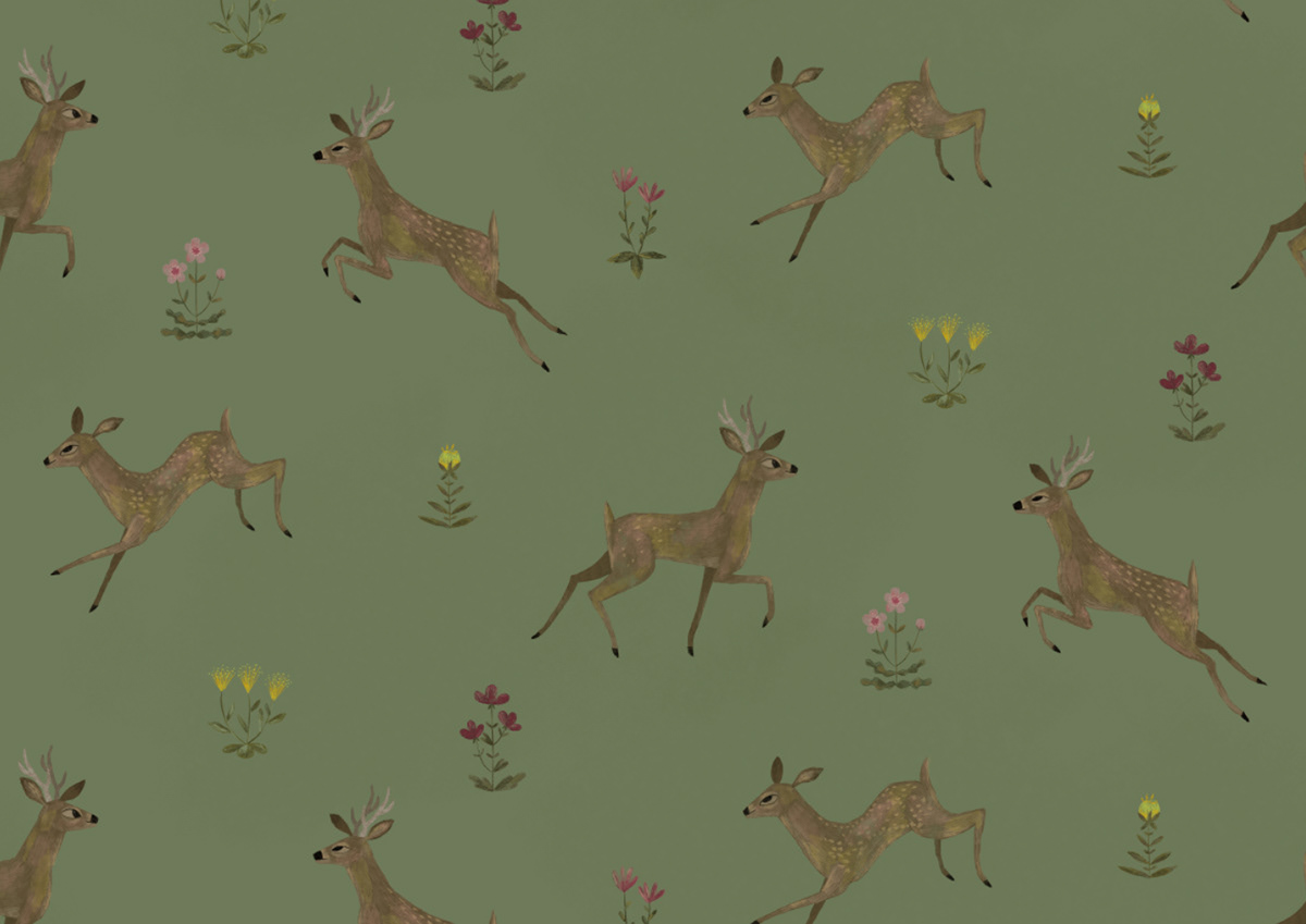 pattern Surface Pattern forest woodland FOX hare ILLUSTRATION  deer stars spirit world