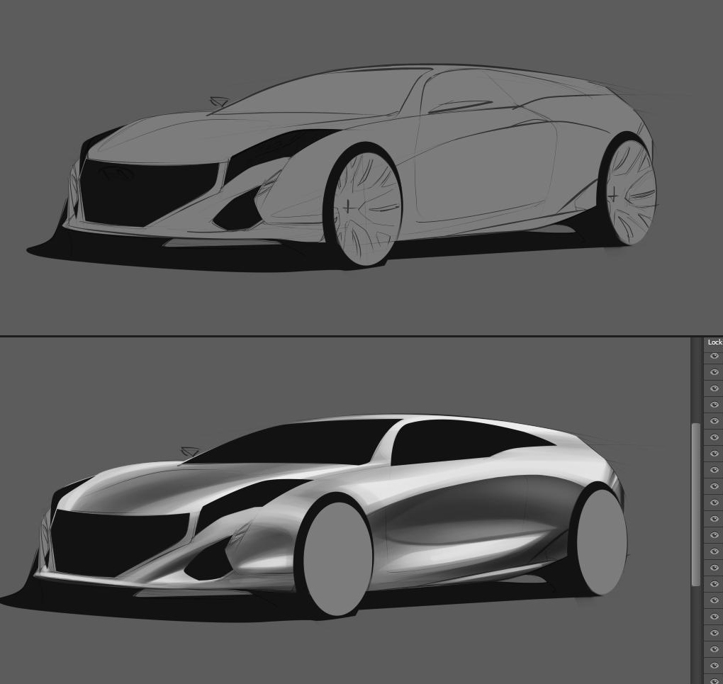 Automotive design car design car designer Transportation Design industrial design  concept cars concept sketch photoshop render wacom shooting brake