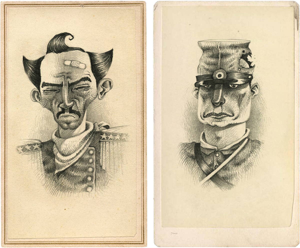 soldiers illustrated pencil portrait