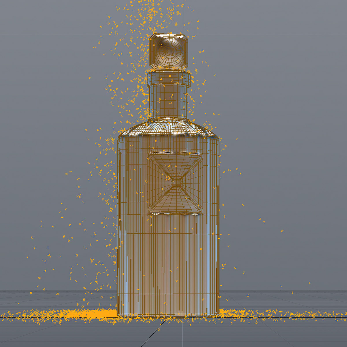 perfume bottle Grossmith Phul Nana London Glitter particle glow CGI 3D photorealistic modo