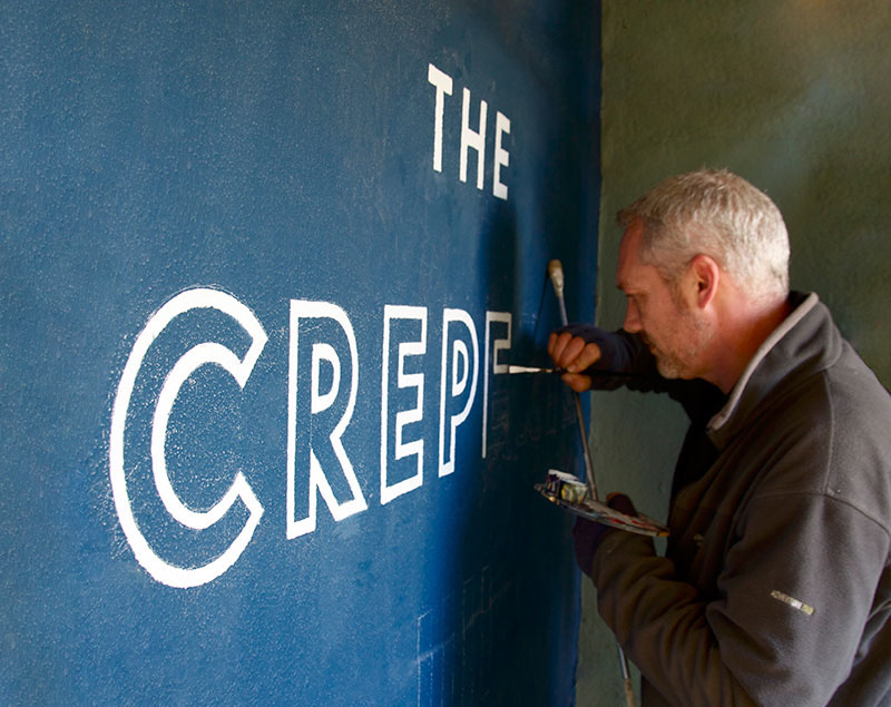 The Creperie restaurant creperie Food  French english stripes logo cafe