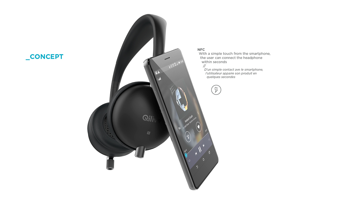 design industrial design  headphone sketch qilive creation sound Consumer tech IF Award