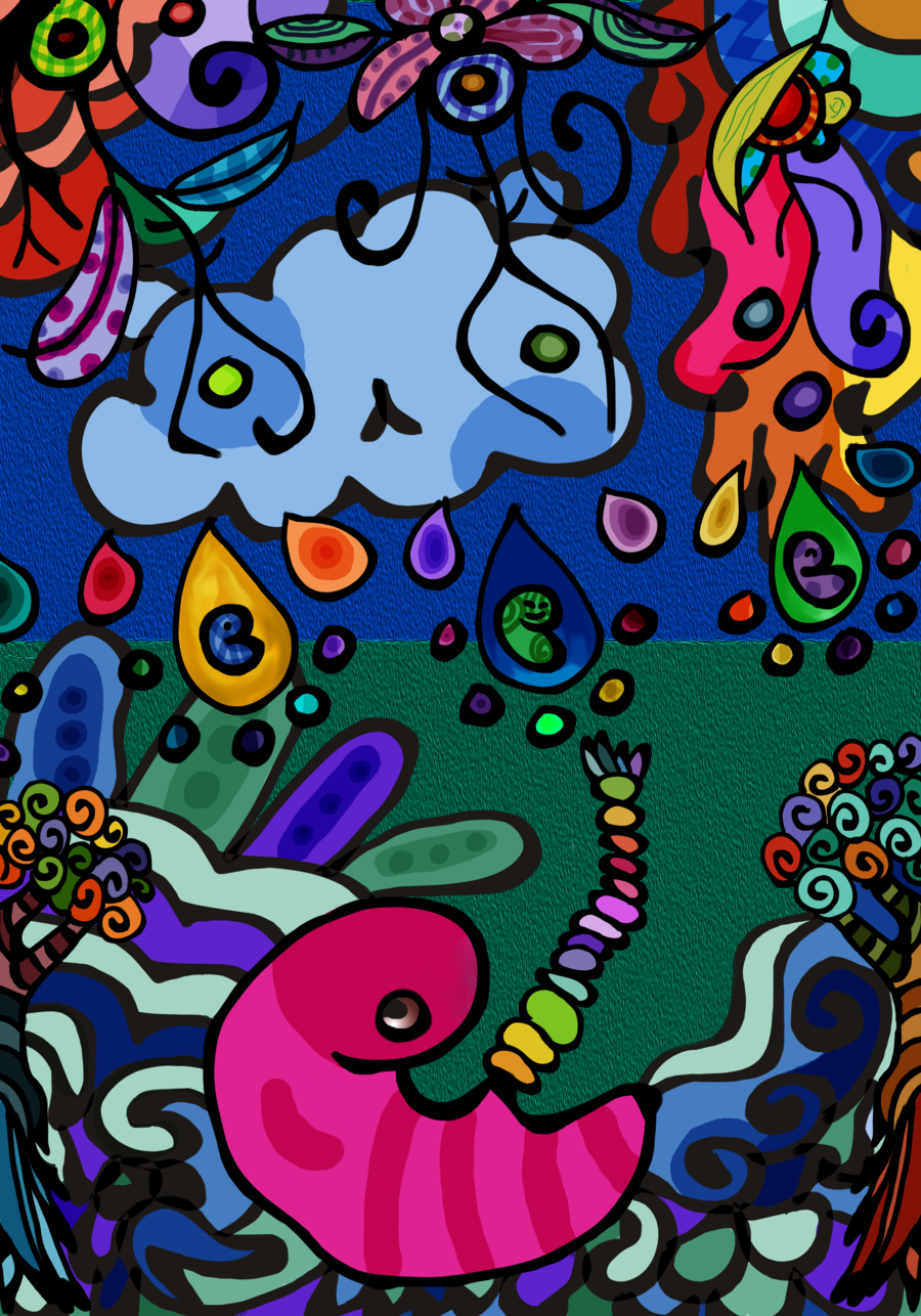 whimsical surreal colorful doodle digital ILLUSTRATION  neonmob Deviantart Glitch series