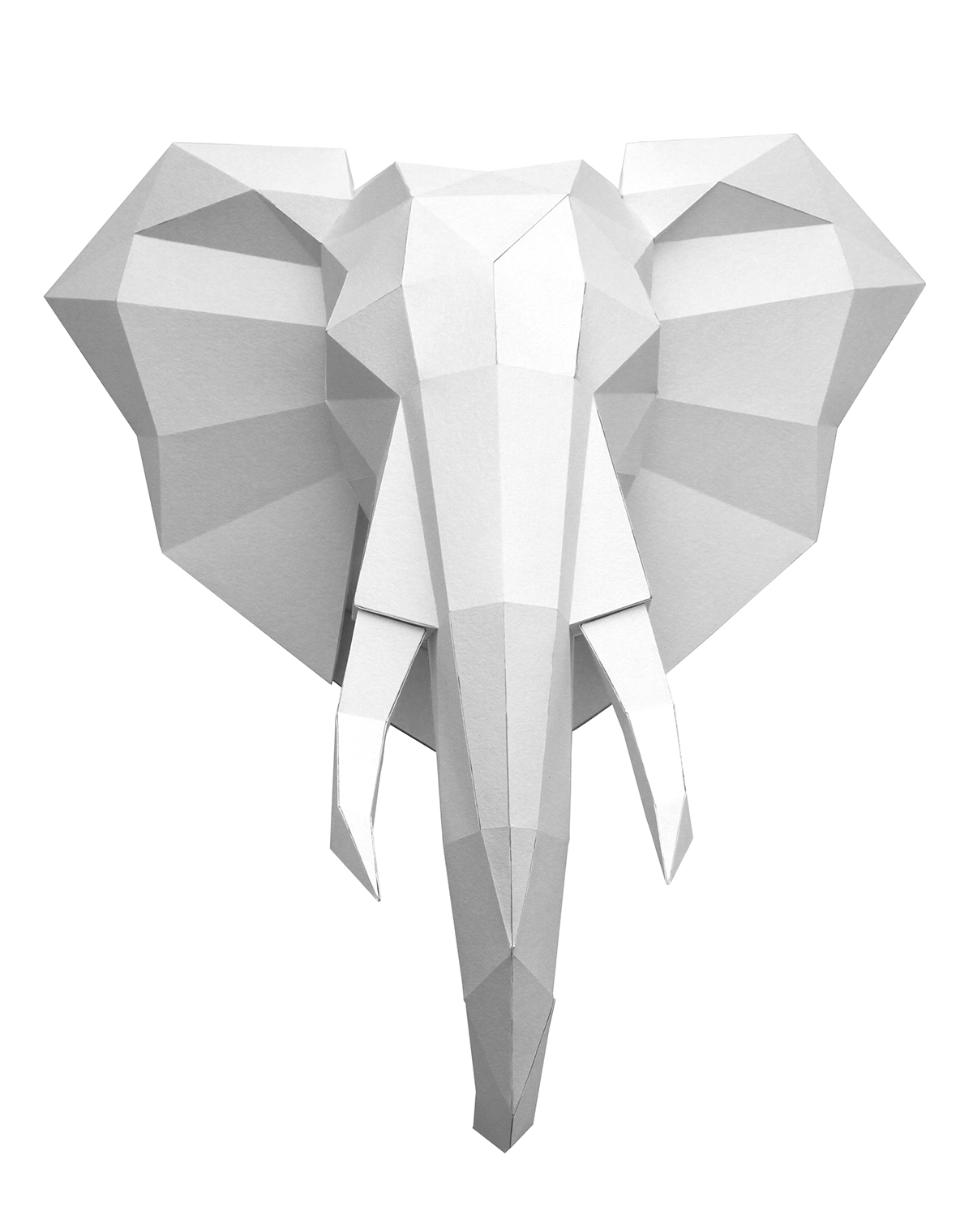 elephant paper origami  слон бумага скульптура интерьер полигоны polygonal грань flat 2D Pattern развёртка животные