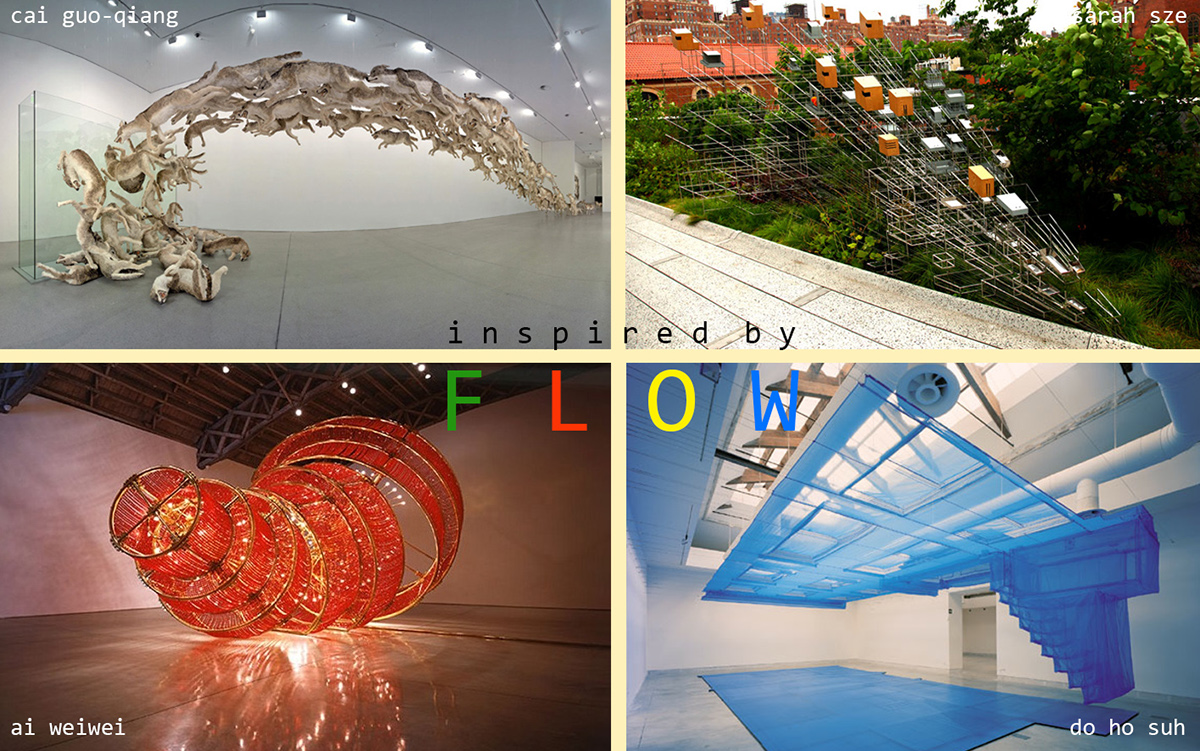 flow fall lecture series hypothetical posters Poster Design graphic arts sarah sze cai-guo qiang Ai Weiwei do ho suh childrens book vintage poster whimsical Playful movement