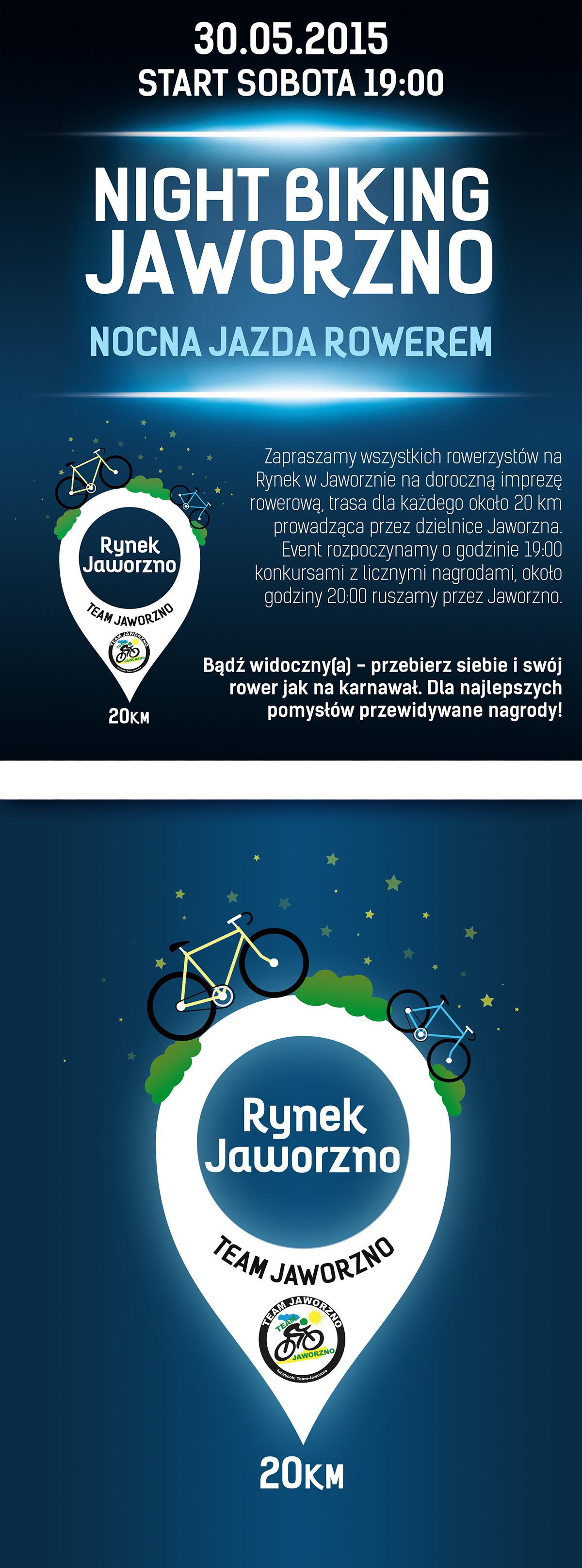 night biking Bike jaworzno poster plakat rowerem Rower Event wydarzenie