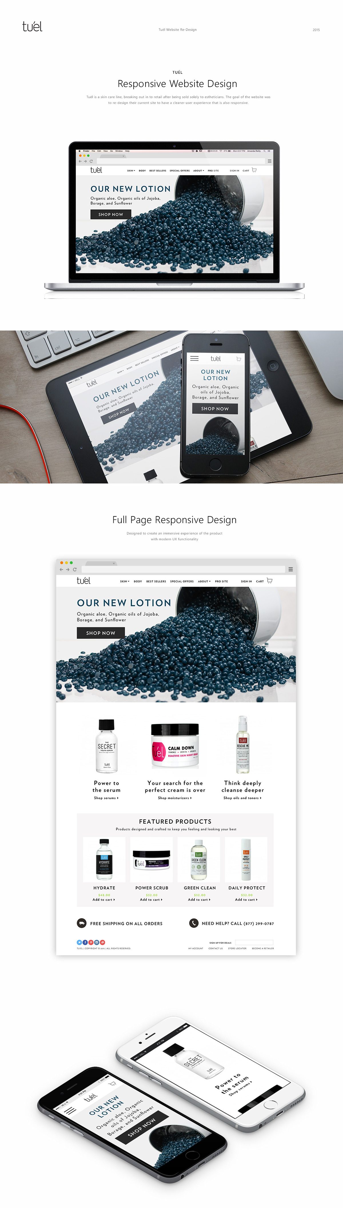 skin care Retail e-commerce re-design Responsive mobile desktop iPad