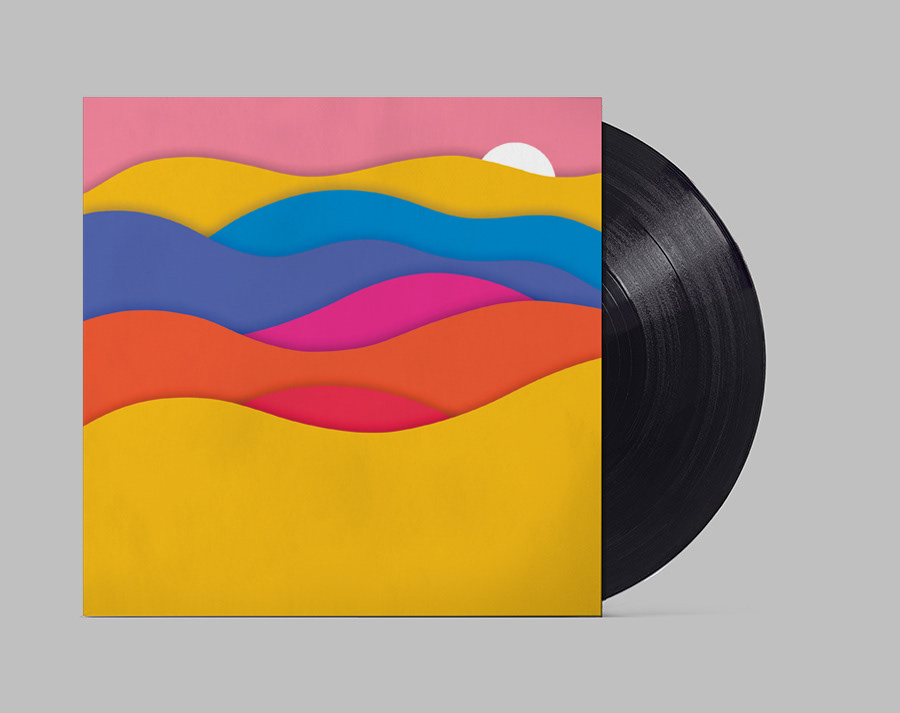 record vinyl colour abstract Landscape Jimi Hendrix music ILLUSTRATION 