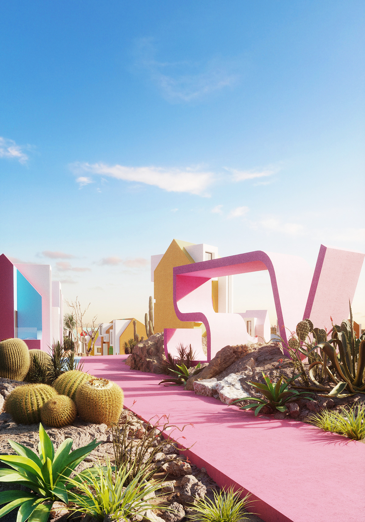 3ds max architecture art cactus CGI colors corona renderer Creativity desert ILLUSTRATION 