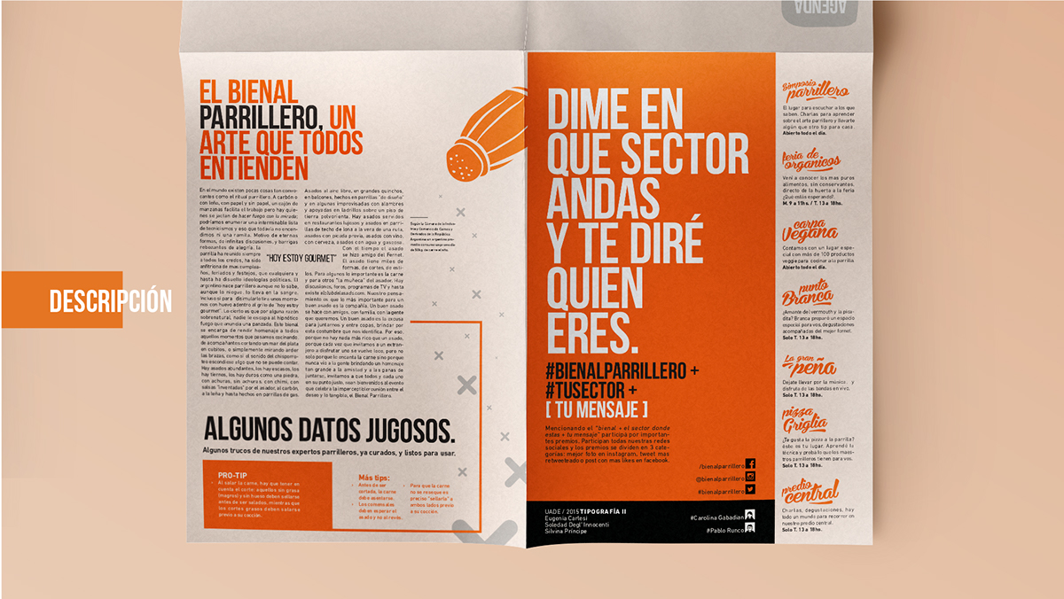 tipografia editorial diseño gráfico Bienal Parrillero bienal folleto desplegable
