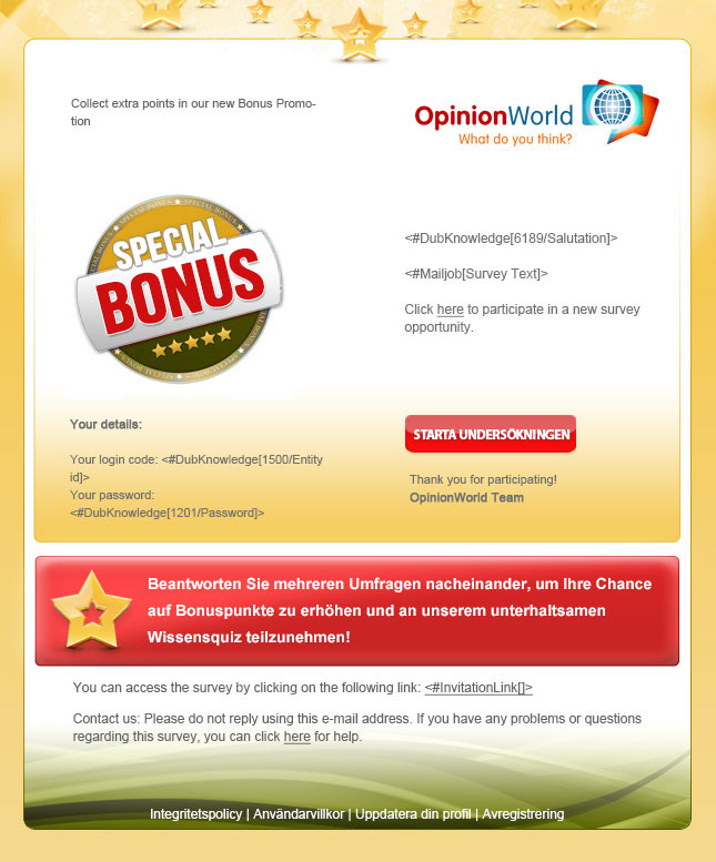 Email  Newsletter promotions research survey panel money