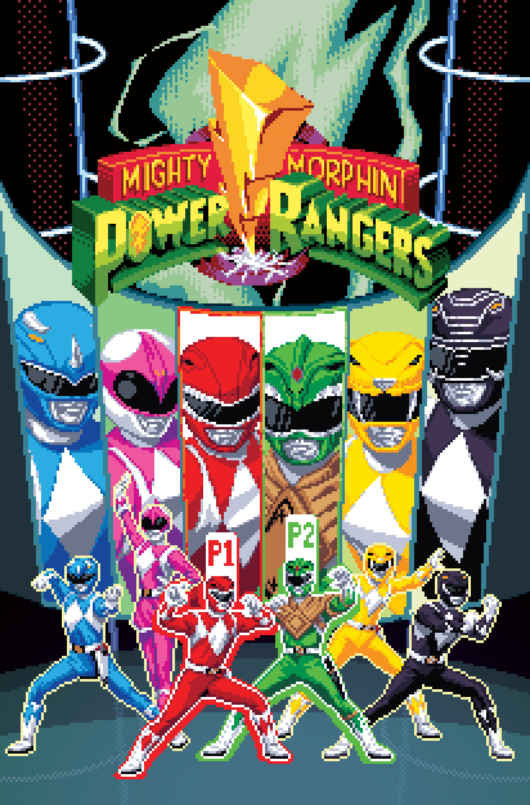 Pixel art pixelart pixel Power Rangers Super Sentai tokusatsu comics Cover Art 8bit 16bit