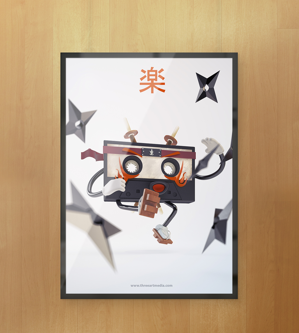 cassette modelado personajes cinema4d shuriken ninja shinobi kendo kabuki