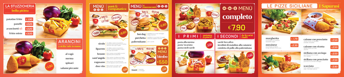 identity logo design Sicilian sicily Fast food restaurant pixelg menu Board pattern Icon carretu
