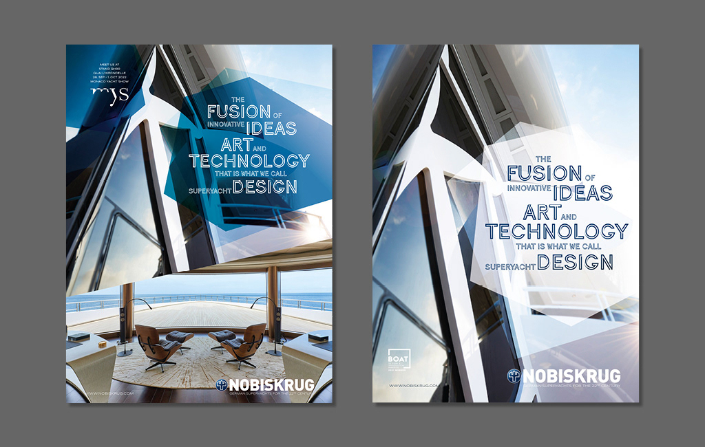 Advertising  boat Campaign Design luxury Nobiskrug shipyard superyacht typography   yacht Yacht Design