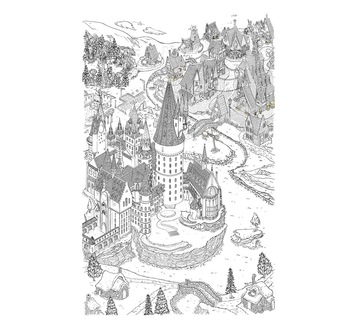Hogwarts harry potter seek-and-find wheres wally Where's Waldo Castle medieval poster hogwarts legacy search-and-find
