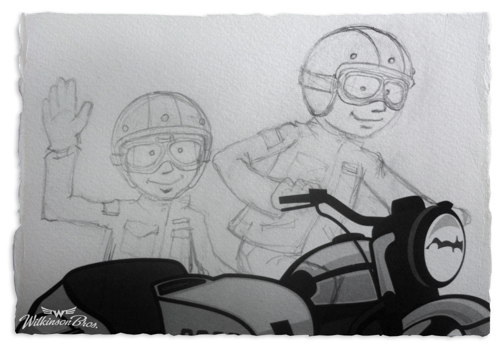 motorcycle sketchbook Sidecar comp scanning vector