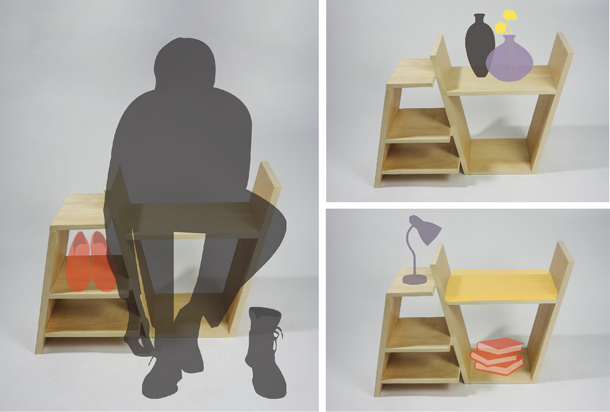#shelf #table #seat #shoerack #plywood