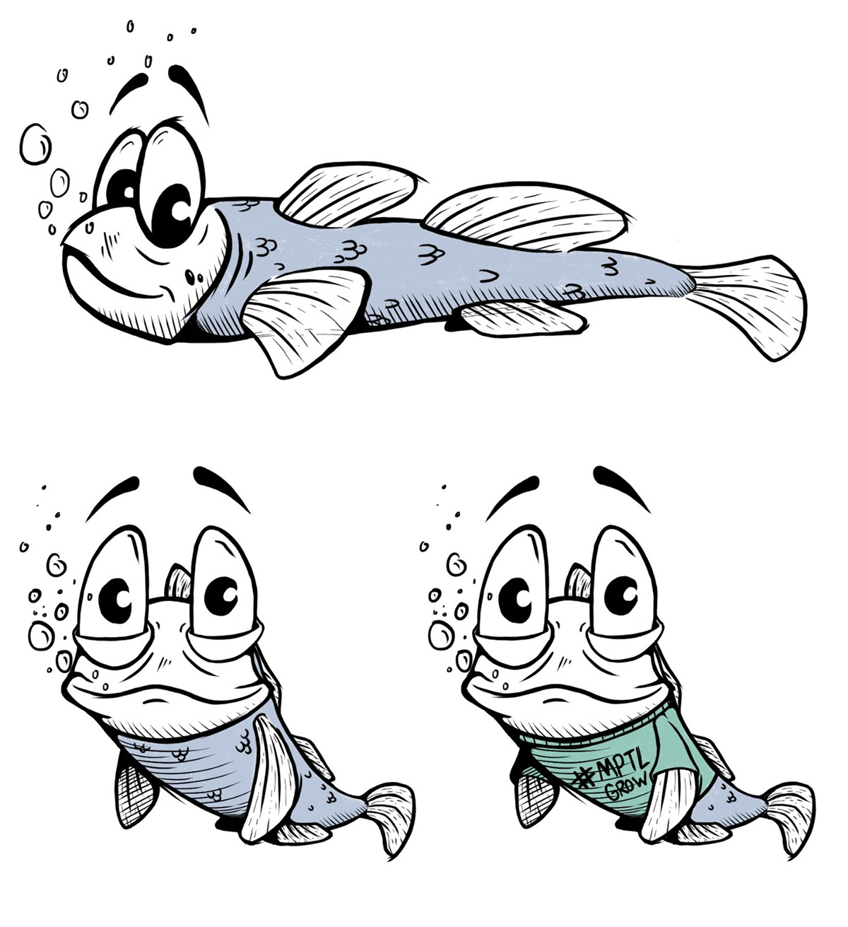 Character design  fish goby Mascot logo Icon Procreate Digital Art 
