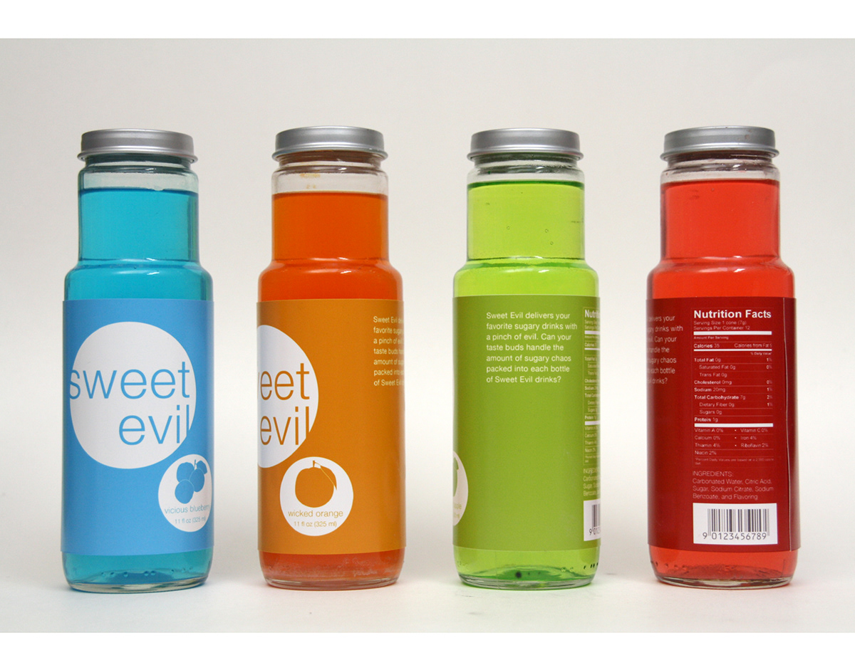 beverage bottle packaging design sweet evil