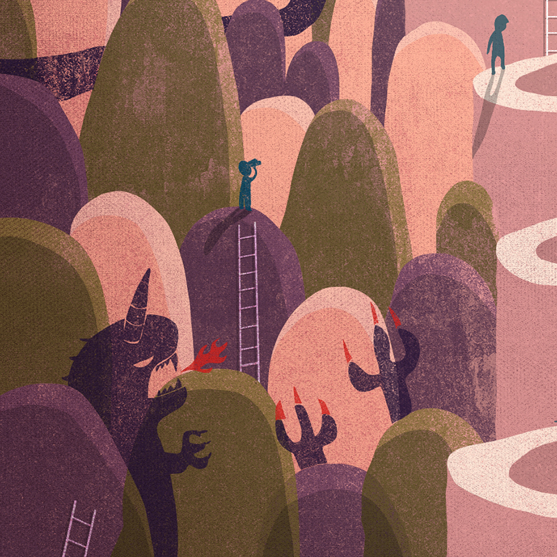 Editorial Illustration working life mc escher life and death Gene Pool book of john Christianity Church Life Paradox forest