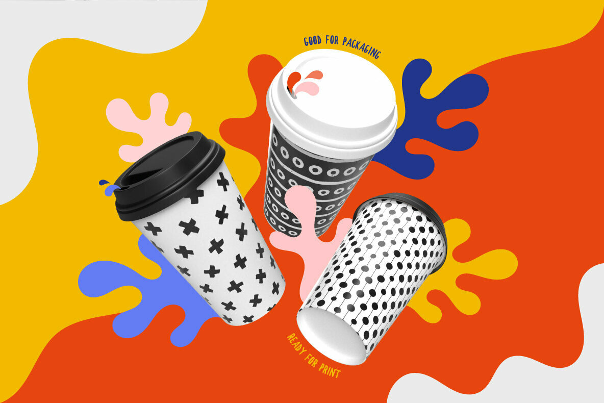 hand drawn hires Patterns shapes splashes tectures vector