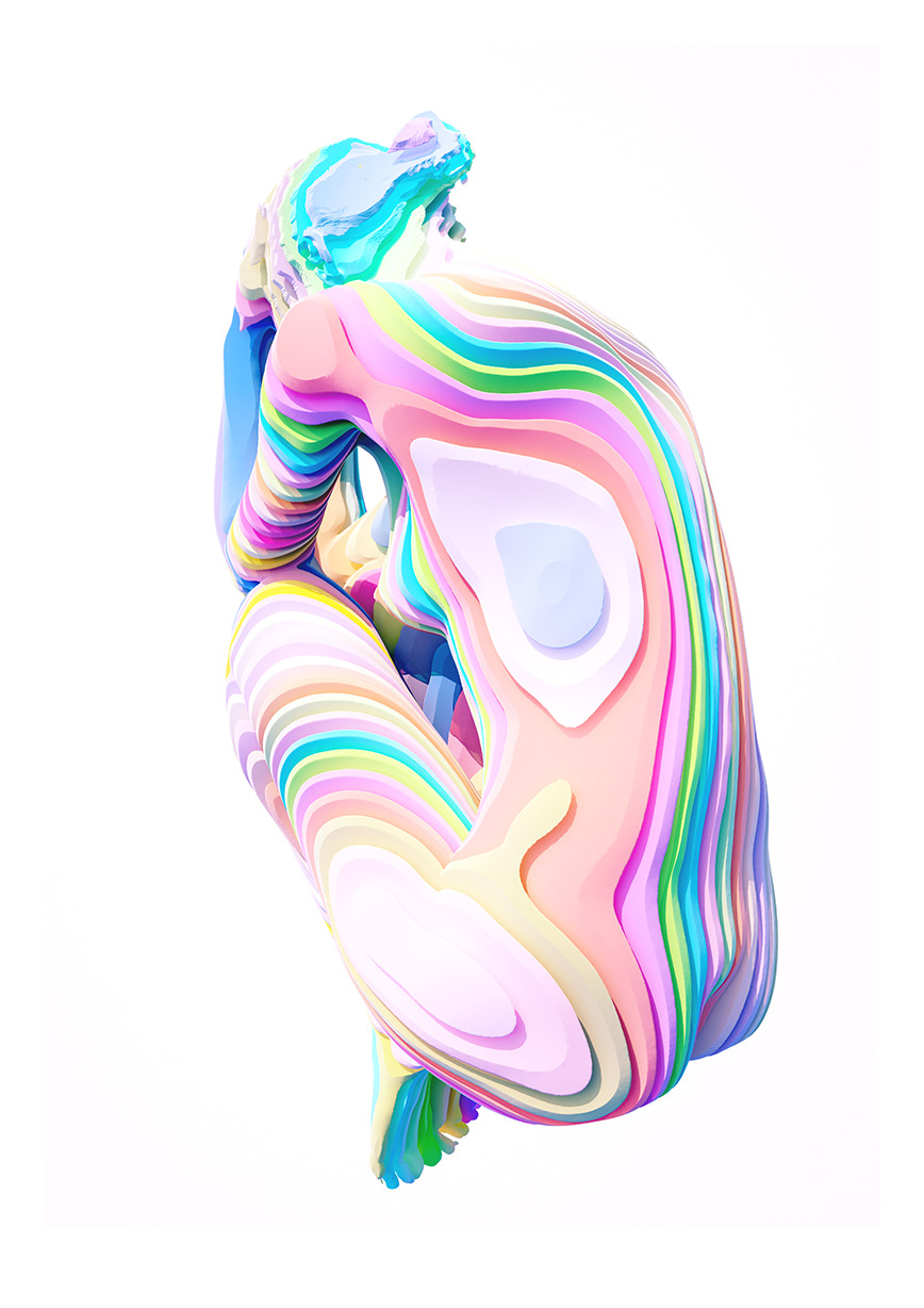 houdini octane portrait figurative figure Boolean pastel gradient