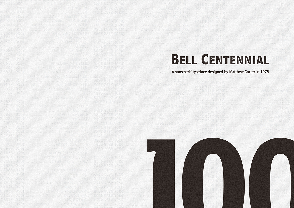 Bell Centennial AT&T phonebook Typeface