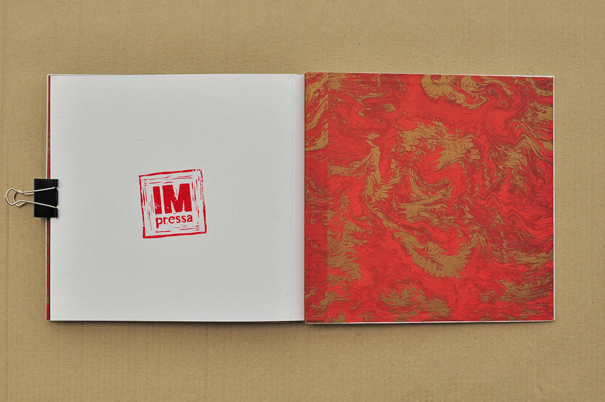 silk-screen book Illustrated book Die-cutting Love linoleum etching japanese Japanese bookbinding favini mutty IMPRESSA linocut red brown