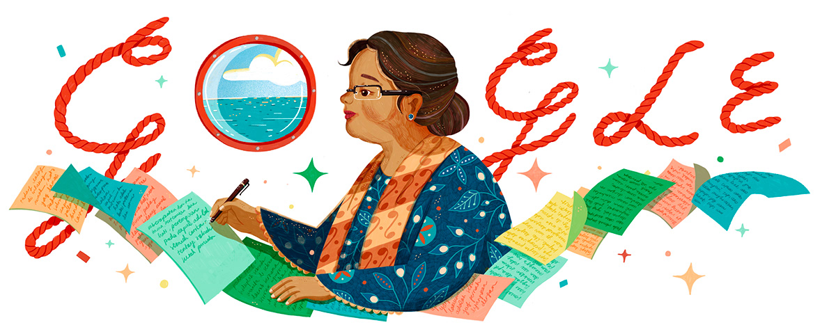Author feminist Google Doodle ILLUSTRATION  portrait illustration tribute