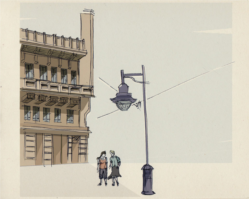sketch pen city building ink drawings