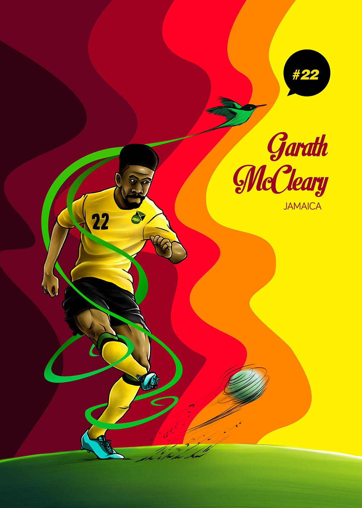 Garath McCleary jamaica football ball soccer sports player america South America Caribbean Reggae Boyz hummingbird pitch kick freekick