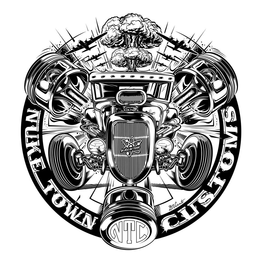 artwork atomic automobile engine hotrod hotrods ILLUSTRATION  Logo Design nuclear Piston