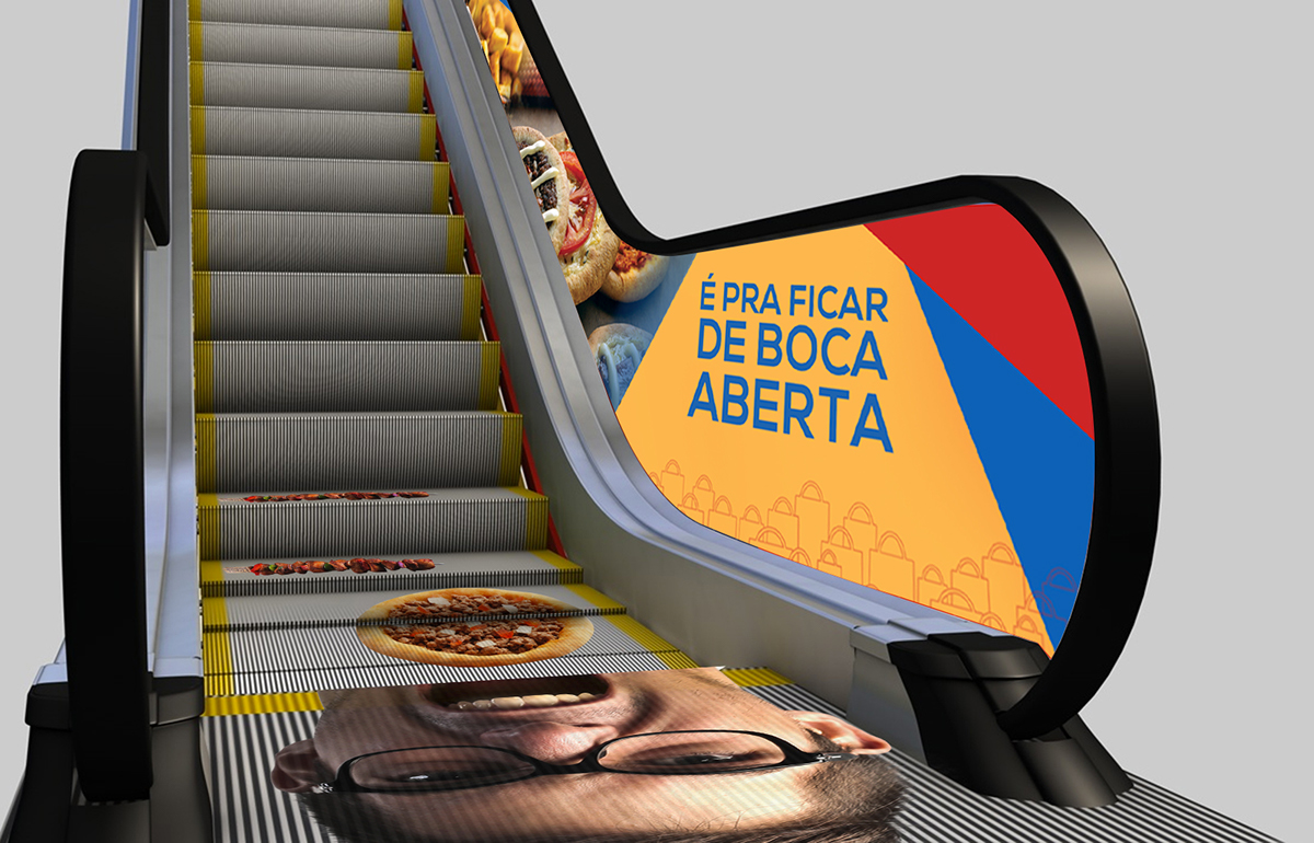 Shopping cidade anúncio Adesivagem Escada Elevador