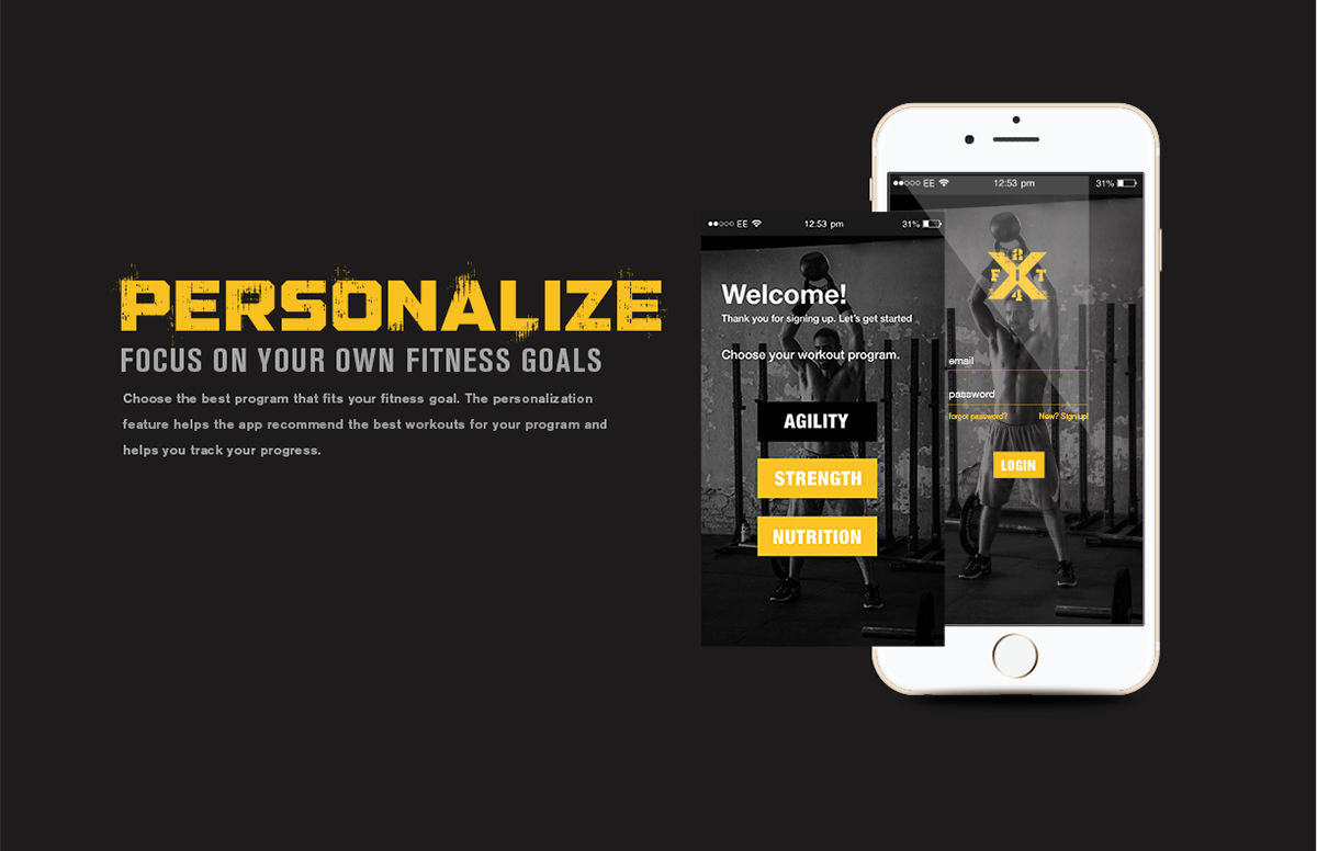 Crossfit Mobile app UX design ui design fitness Health gym masculine adobeawards