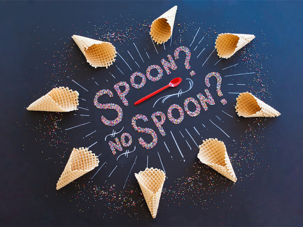 Dairy Queen DQ confetti cake Blizzard waffle cone food type lettering HAND LETTERING tmoneydesign spoon red sprinkles