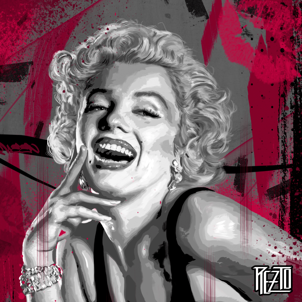 beauty Digital Art  digital illustration Drawing  ilustracion Marylin Monroe movie poster portrait potrait painting  woman