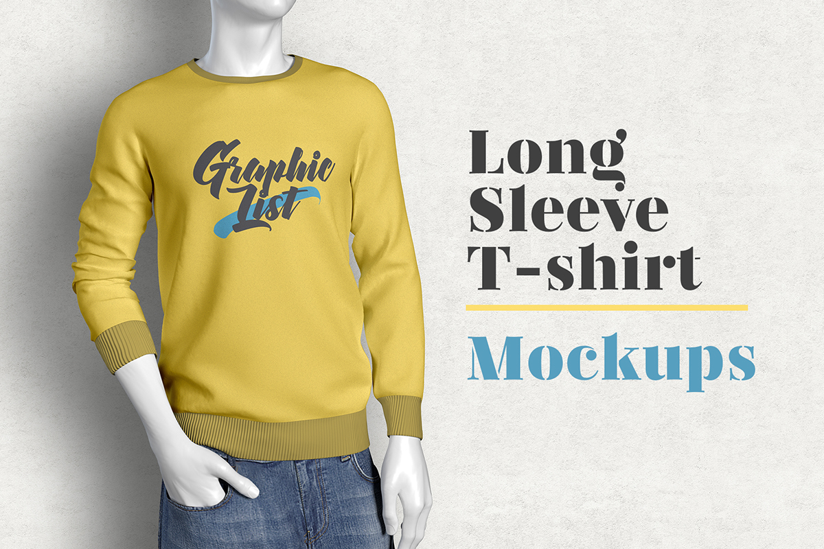 Mockup t-shirt long sleeve Fashion  branding  mock-up psd design photoshop template