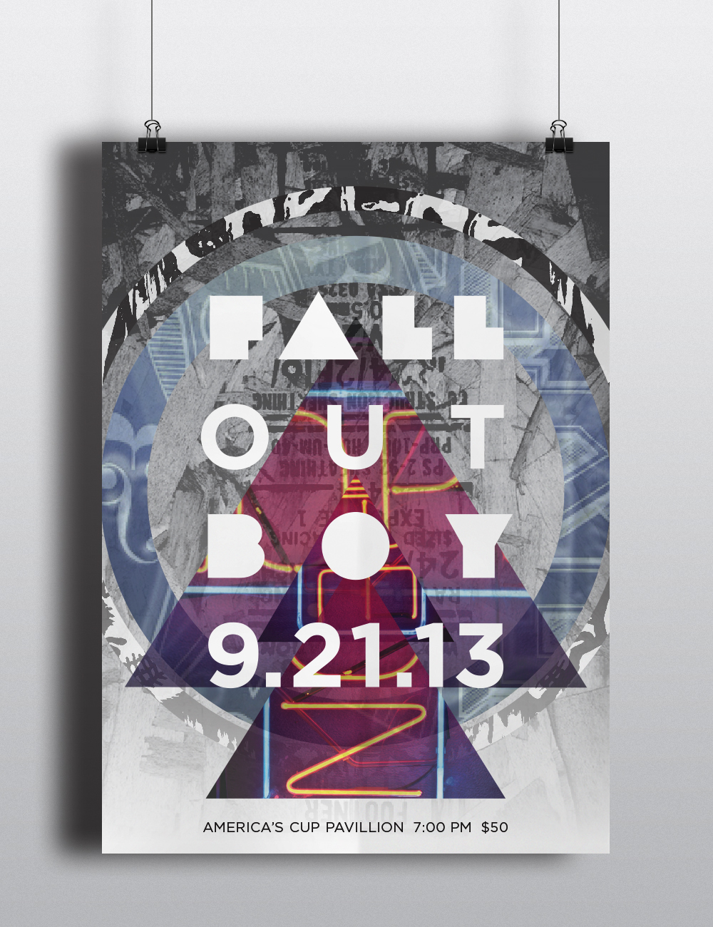 falloutboy type concert poster fire grunge alternative rock design