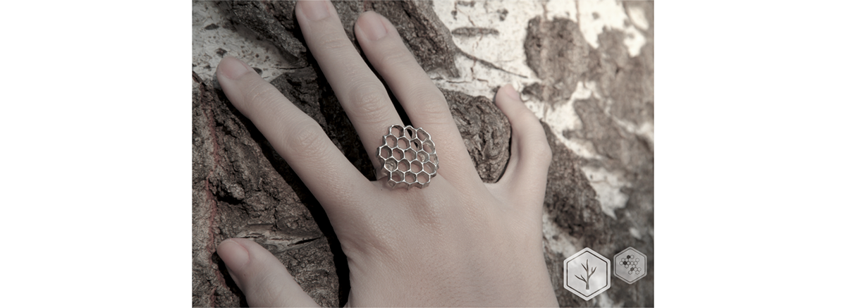 jewelry hive hexagon geometric organic Nature handmade design art creative Jewellery jeweller handcraft crafted exclusive