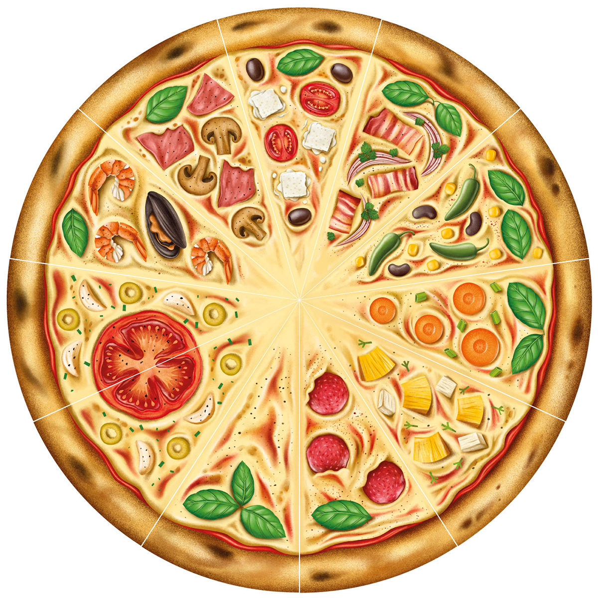 board game Digital Art  Food  ILLUSTRATION  Pizza